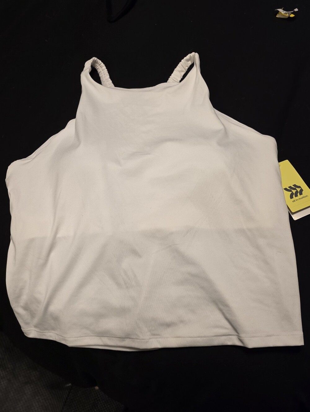 White High-Neck Tank Top with Ruched Straps - Picture 2 of 5